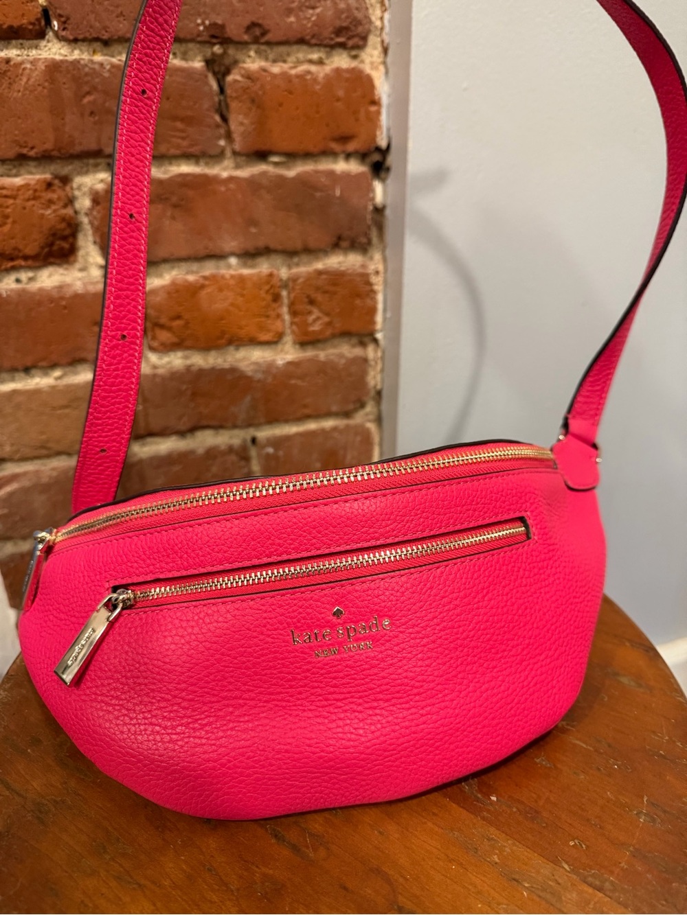 NWT Kate Spade Leila Pebbled Leather Belt Bag Crossbody Hot Pink Fanny Pack